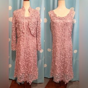 100% silk Soulmates sleeveless dress and bolero in pink. L